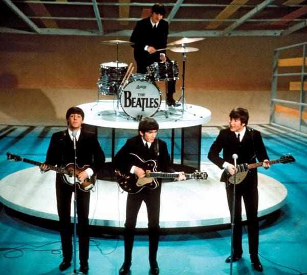 The Beatles Ed Sullivan Show-foreground George February 9 1964