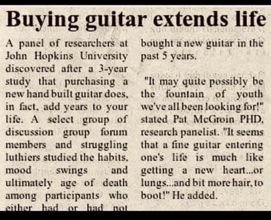 Guitar philosophical - Buying guitars extends life